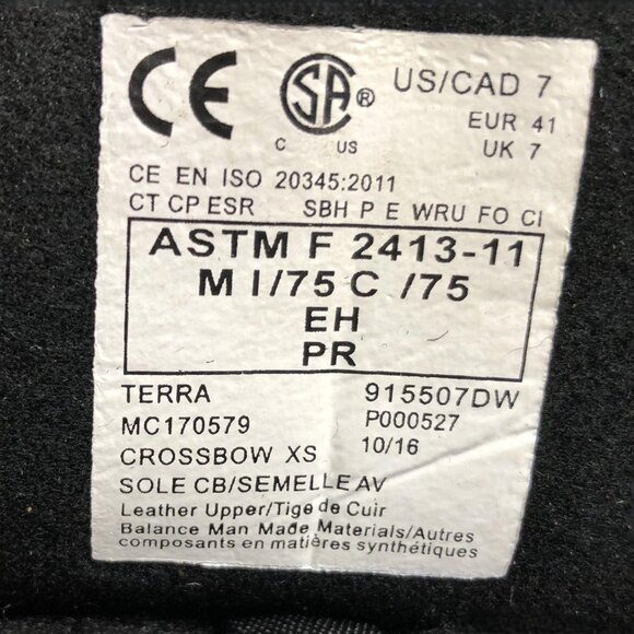 Terra Crossbow Puncture Resistant Composite Leather Work Boot Men's Size 7 NWT - Picture 5 of 9